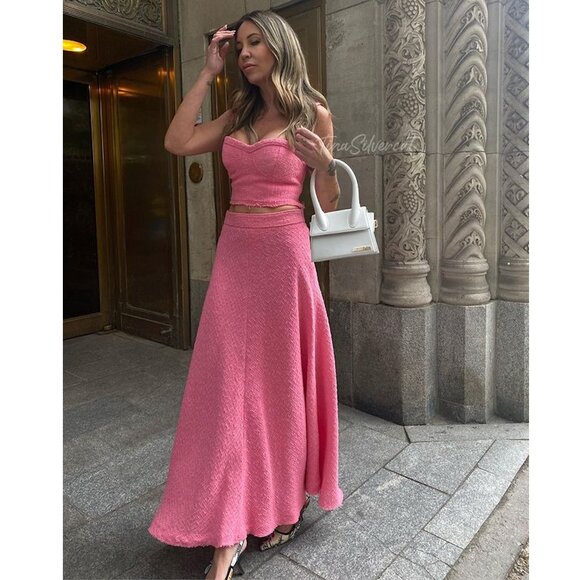 BLOGGER'S FAVE! Zara 2 Piece Set A-Line Skirt And Bustier Pink NWT - Picture 13 of 17